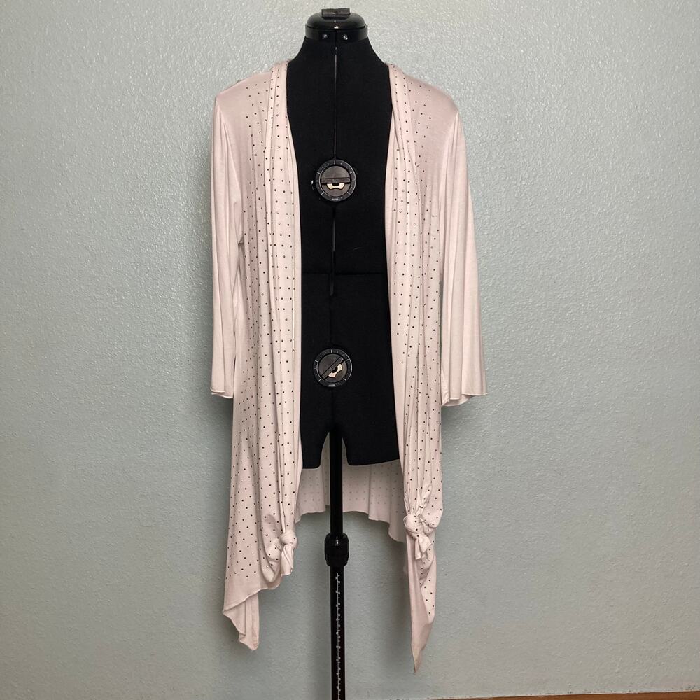 S M Fashion White Sparkly Gem Silver shawl shrug jacket long sleeve open front